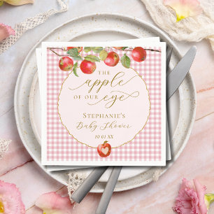 Rosa Gingham Unser Augapfel Herbst-Baby-Party Serviette