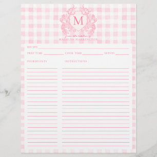 Rosa Gingham Wappen Monogramm Rezept