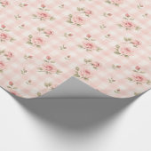 Rosa Gingham-Wasserfarben-Blumen-Geschenkpapier Geschenkpapier (Ecke)