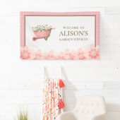 Rosa Gingham Watercolor Garden Banner (Insitu)