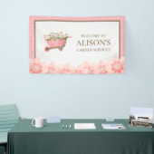 Rosa Gingham Watercolor Garden Banner (Messeveranstaltung)