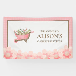 Rosa Gingham Watercolor Garden Banner