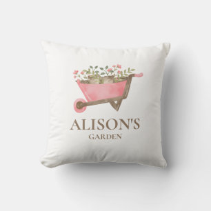 Rosa Gingham Watercolor Garden Kissen