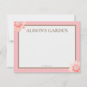 Rosa Gingham Watercolor Garden Mitteilungskarte (Vorderseite)