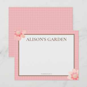 Rosa Gingham Watercolor Garden Mitteilungskarte