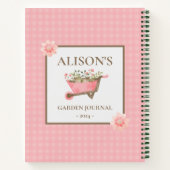Rosa Gingham Watercolor Garden Notizblock (Rückseite)
