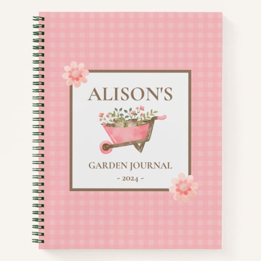 Rosa Gingham Watercolor Garden Notizblock (Vorderseite)