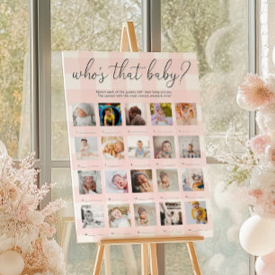 Rosa Gingham Wer ist das Baby 20 Foto-Spielposter Poster
