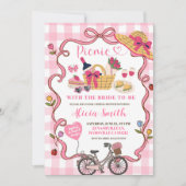 Rosa Gingham Whimsical-Picknick-Junggesellinnenabs Einladung (Vorderseite)