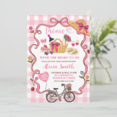 Rosa Gingham Whimsical-Picknick-Junggesellinnenabs Einladung (Stehend Vorderseite)