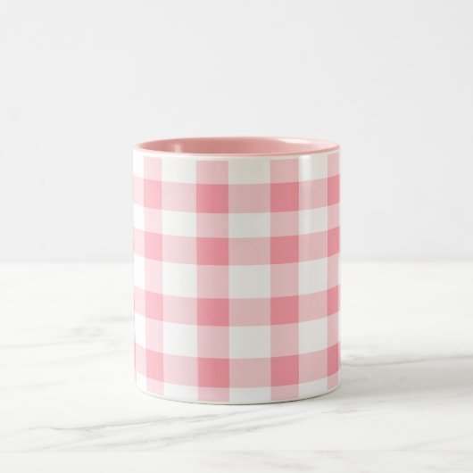Rosa Gingham Zweifarbige Tasse (Mittel)