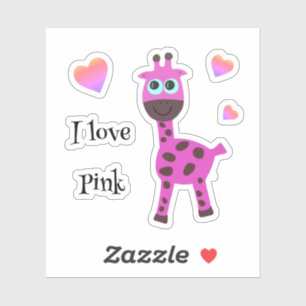 Rosa Giraffe Aufkleber