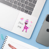 Rosa Giraffe Aufkleber (Laptop mit iPhone)