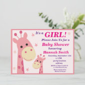 Rosa Giraffe, Babydusche Einladung (Stehend Vorderseite)