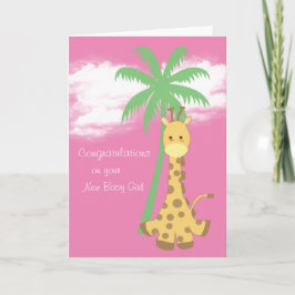 Rosa Giraffe der neuen Babyglückwünsche Karte