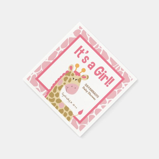 Rosa Giraffe Es ist ein Mädchen von Napkins Serviette (Ecke)