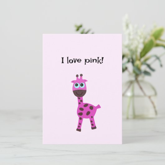 Rosa Giraffe Feiertagskarte (Stehend Vorderseite)
