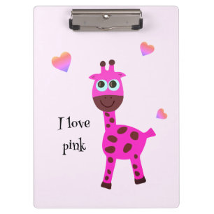 Rosa Giraffe Klemmbrett