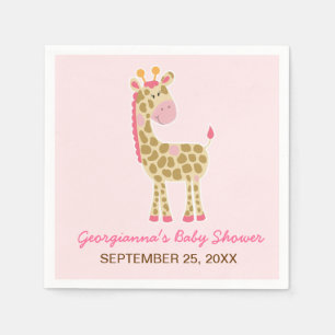Rosa Giraffe kundengebundene Babyparty-Serviette Serviette