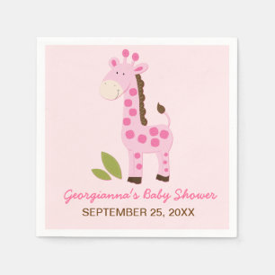 Rosa Giraffe kundengebundene Babyparty-Serviette Serviette