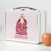 Rosa Giraffe Letter G Animal Print Metall Brotdose (Beispiel)