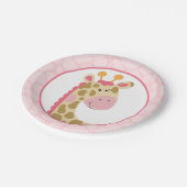 Rosa Giraffe Papierplatte Pappteller (Schrägansicht)