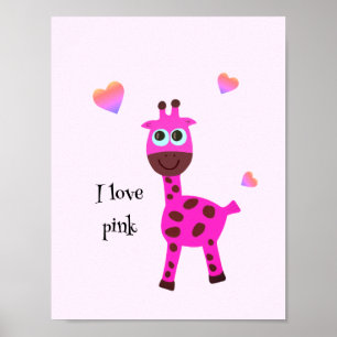 Rosa Giraffe Poster