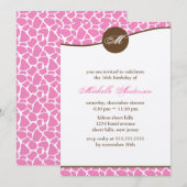 Rosa Giraffe Print Birthday Einladung (Vorne/Hinten)