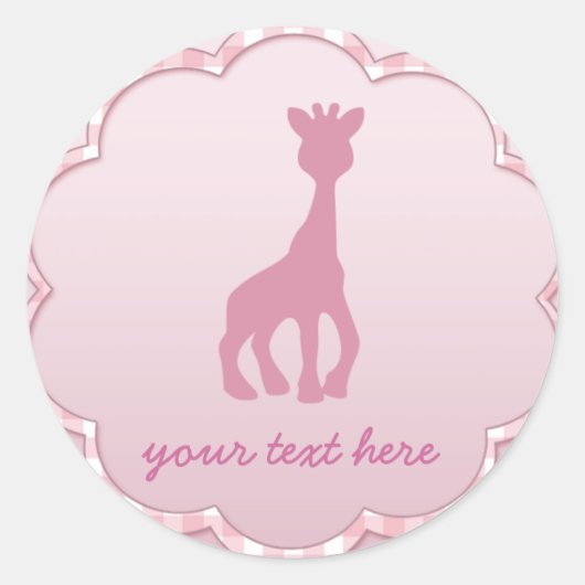 Rosa Giraffe Runder Aufkleber (Vorderseite)