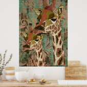 Rosa Giraffen Damask Art Poster (Küche)