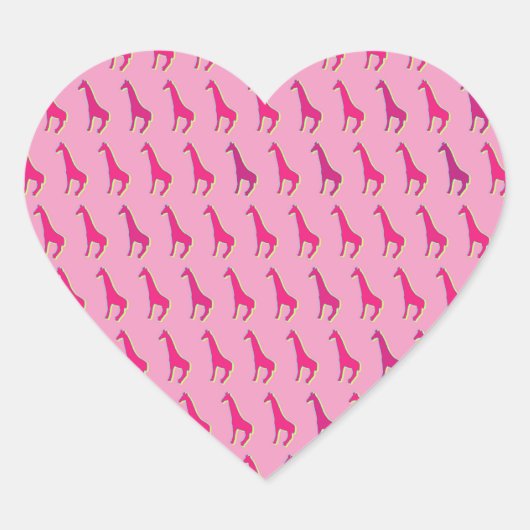 Rosa Giraffen Herz-Aufkleber (Vorderseite)