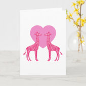 Rosa Giraffen Karte (Gelbe Blume)