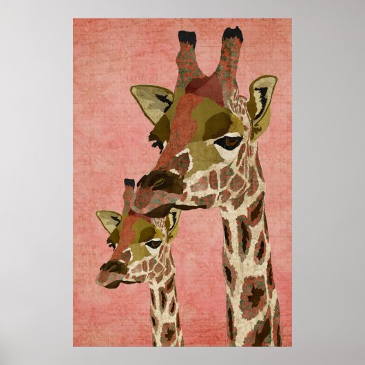 Rosa Giraffen Pink Art Poster (Vorne)