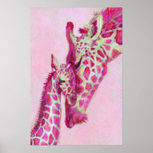 Rosa Giraffen Poster
