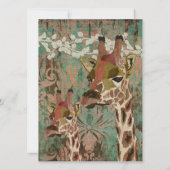 Rosa Giraffes Damask Geburtstag Einladung (Rückseite)