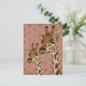 Rosa Giraffes Glitzy Postcard Postkarte (Stehend Vorderseite)