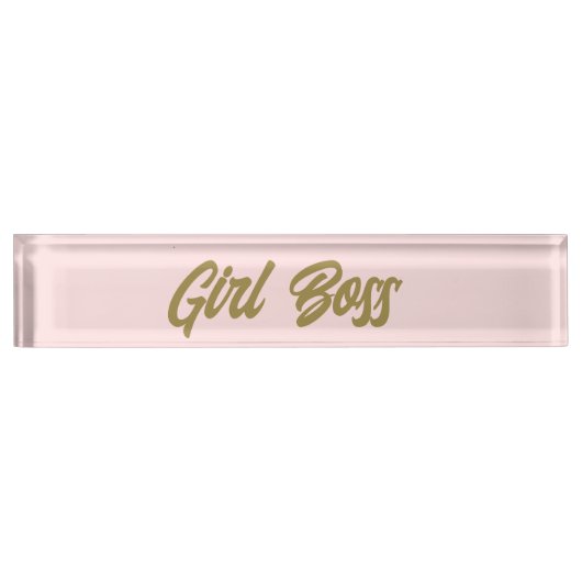 Rosa Girl Boss Schreibtisch Name Plakat Namensplakette (Vorderseite)