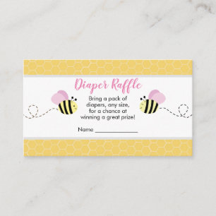 Rosa Girl Bumble Bee Diaper Raffelkarten Begleitkarte