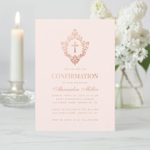 Rosa Girl Confirmation Rose Gold Cross Wappen Blus