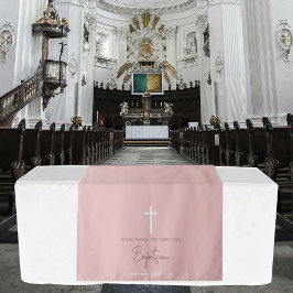 Rosa Girl Cross Christening Taufen Tischläufer Wandteppich