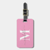 Rosa-Girl-Monogramm-Name Gepäckanhänger (Vorderseite vertikal)