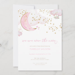 Rosa Girl Over the Moon Baby Shower Einladung