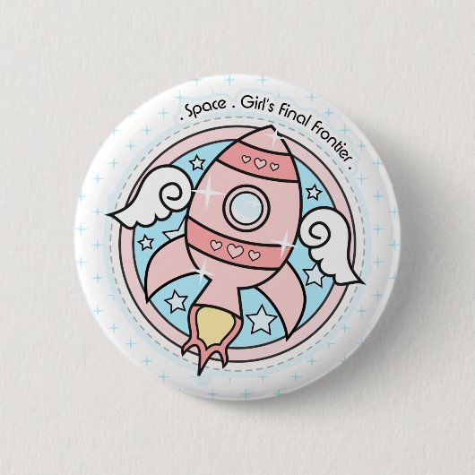 Rosa Girl Rocketship Button (Vorderseite)
