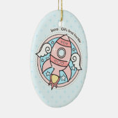 Rosa Girl Rocketship Keramik Ornament (Rechts)