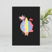 Rosa Girl Surf Logo Einladung (Stehend Vorderseite)