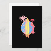 Rosa Girl Surf Logo Einladung (Vorne/Hinten)