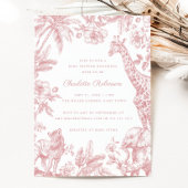 Rosa Girl Toile Safari Elegante Babydusche Einladung