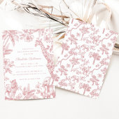 Rosa Girl Toile Safari Elegante Babydusche Einladung