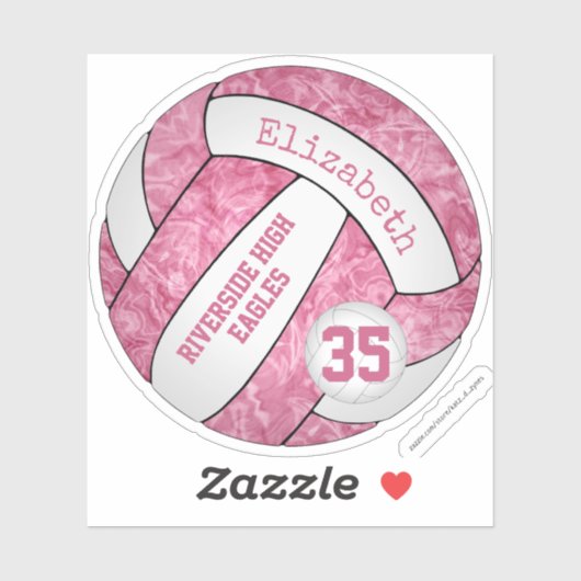 Rosa Girl-Volleyball-Team Farben Aufkleber (Blatt)