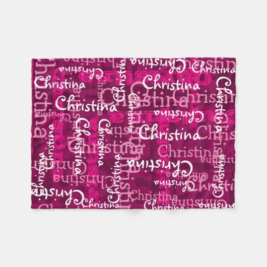 Rosa Girl's Allover Name Collage Personalisiert Fleecedecke (Vorderseite (Horizontal))